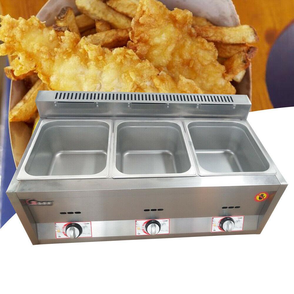 Freidora De Gas Profunda De 6 Litros Oukaning Led En Acero Inoxidable De 3 Cubos Para Cocina img #5