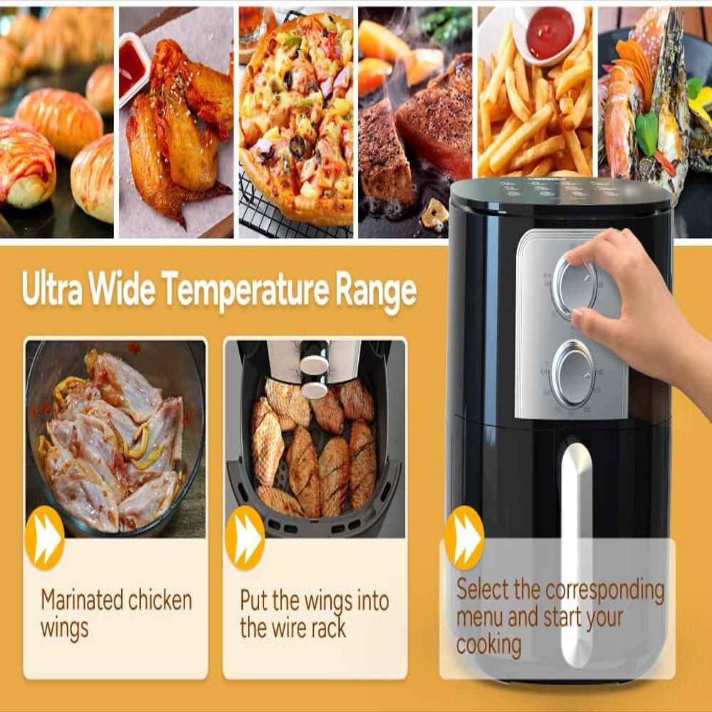 Freidora De Aire 5En1 1400W De 176°F A 400ºf Wetie Capacidad De 4Q Con Protección Contra Sobrecalentamiento De img #3