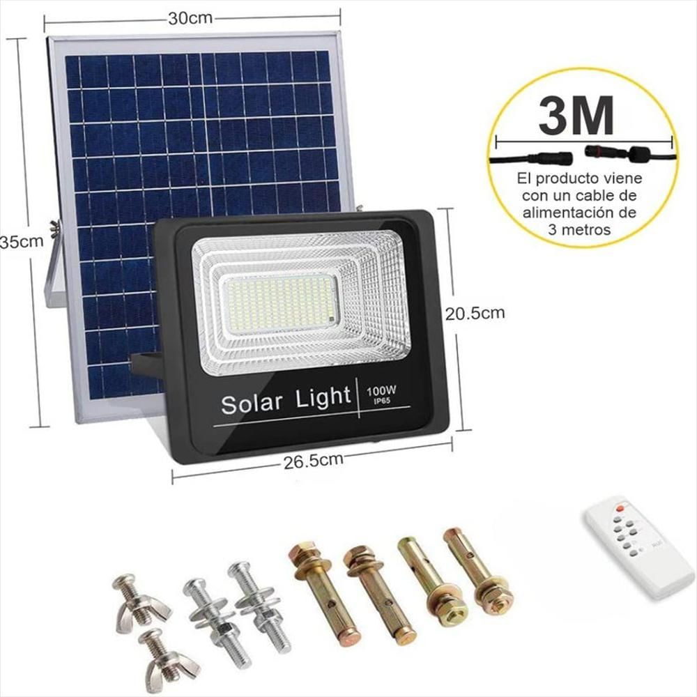 Foco Led Solar 100 Watts con Control Remoto - Solartex Colombia