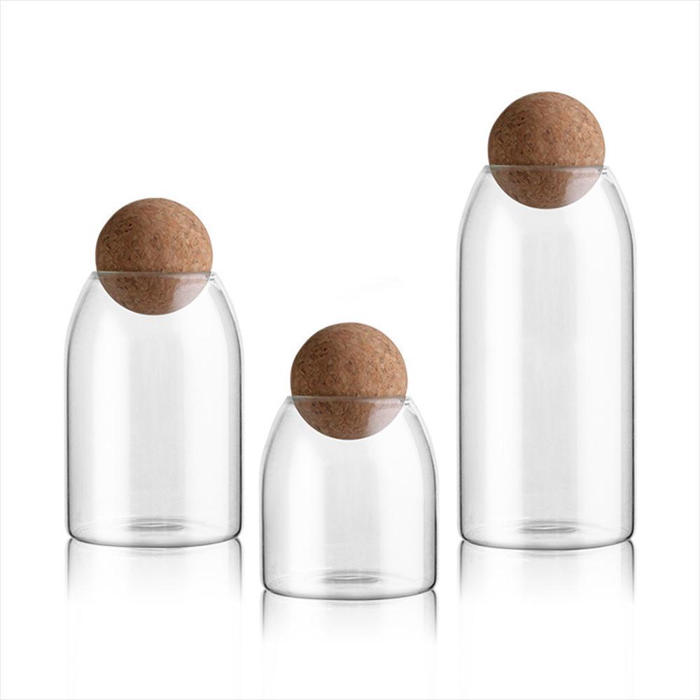 Recipiente Hermético De Vidrio Almacenamiento De Alimentos Con Tapa De Corcho 1200Ml, Diám. Sup. 9Cm Ref. T0016 Enca img #5