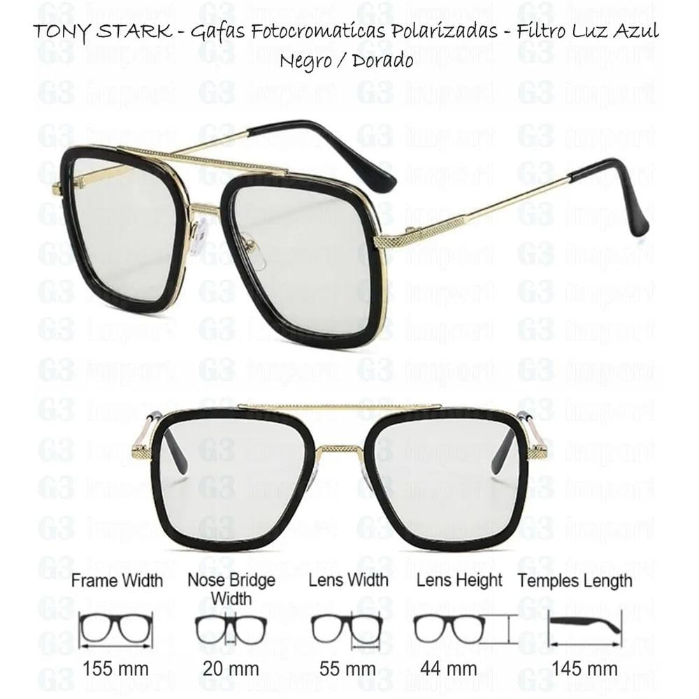 Gafas Tony Stark Fotocromaticas Bloqueo Luz Azul Color Dorado img #2