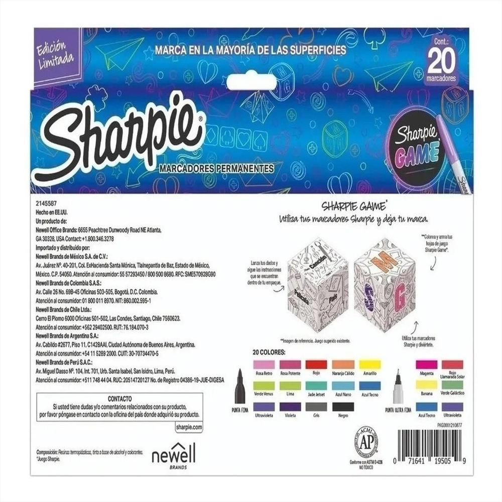 Set De Marcadores Permanentes Sharpie Game X20 img #3