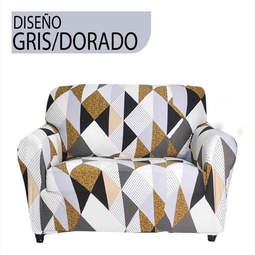 Forro Dorado/Gris Protector Mascota De Sofá Mueble Sala 2 Puestos