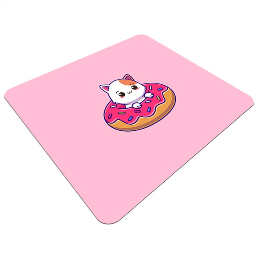 Mouse Pad Rectangular Gato Dona Rosa Kawaii Gamer