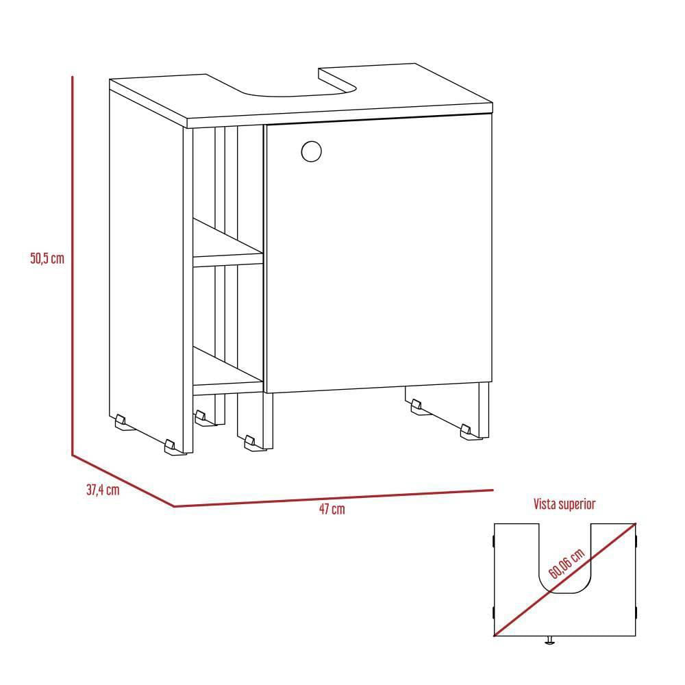 Mueble Basic Blanco 47 Cm Con Una Puerta Y Entrepaños img #5