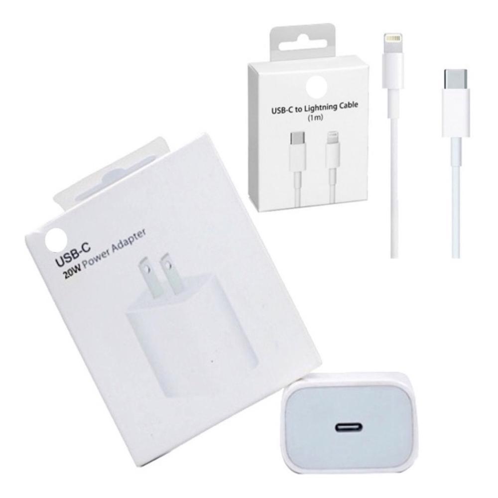 Aplicar a Iphone cargador Apple 11/12/13 Adaptador de corriente USB-C 20w +  2m Cable de datos Enchufe de la UE