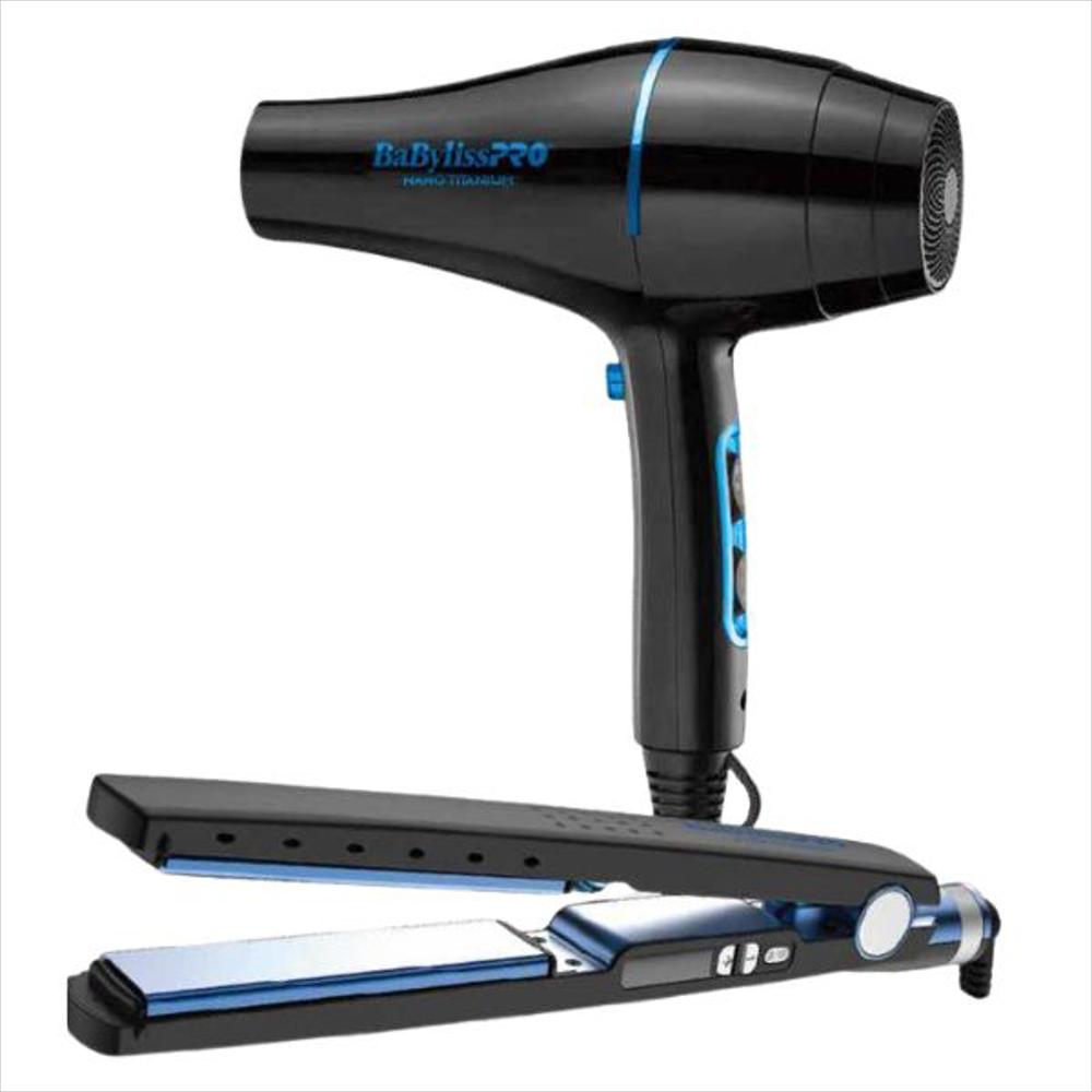 Plancha Cabello Babyliss Titanium 1 1/4 Pulgadas + Secador Titanium Babyliss Combo Profesional