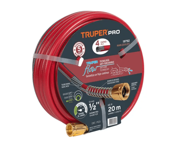 Manguera Reforzada 4 Capas 1/2" 20 Mts Truper