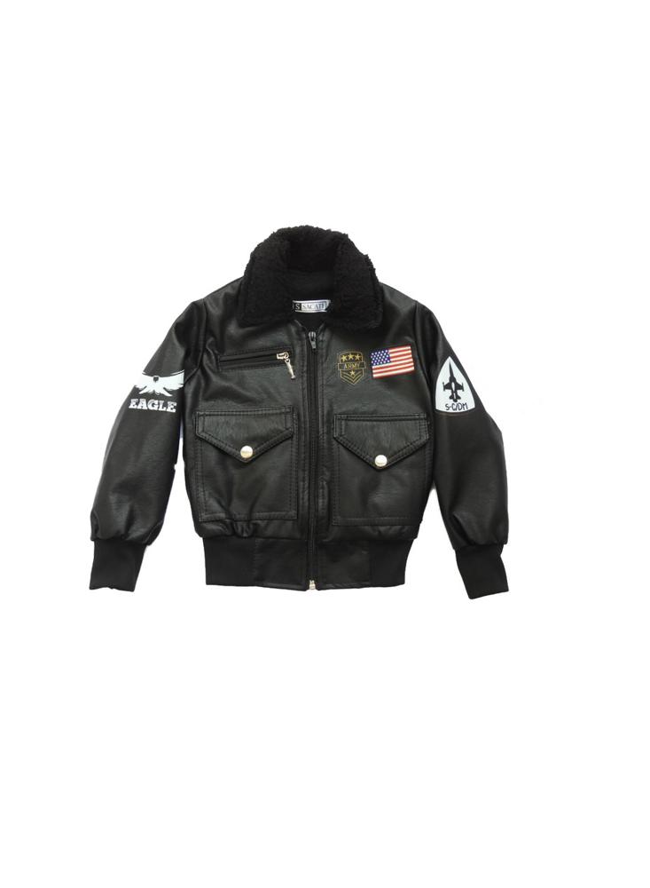 Chaqueta Para Niño En Cuero Tex Tipo Rock 14 Negro