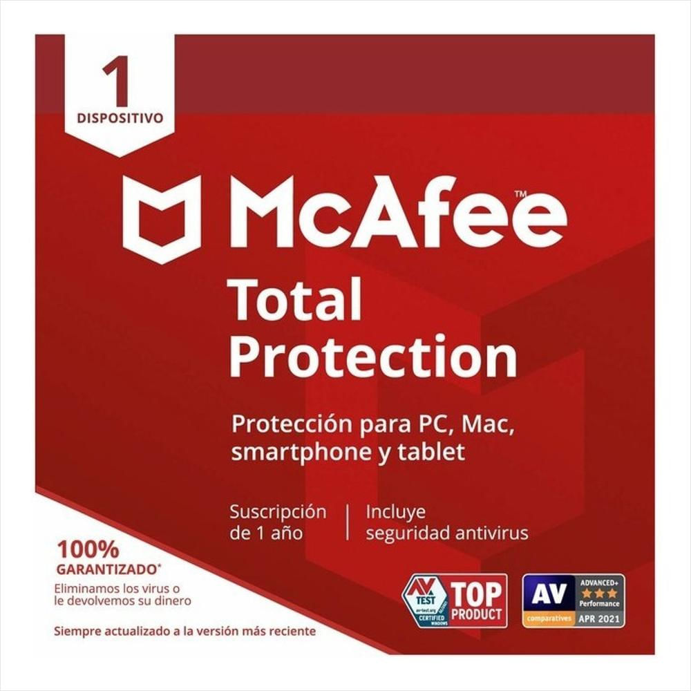Antivirus Mcafee Total Protection 1 Dispositivo 1 Año