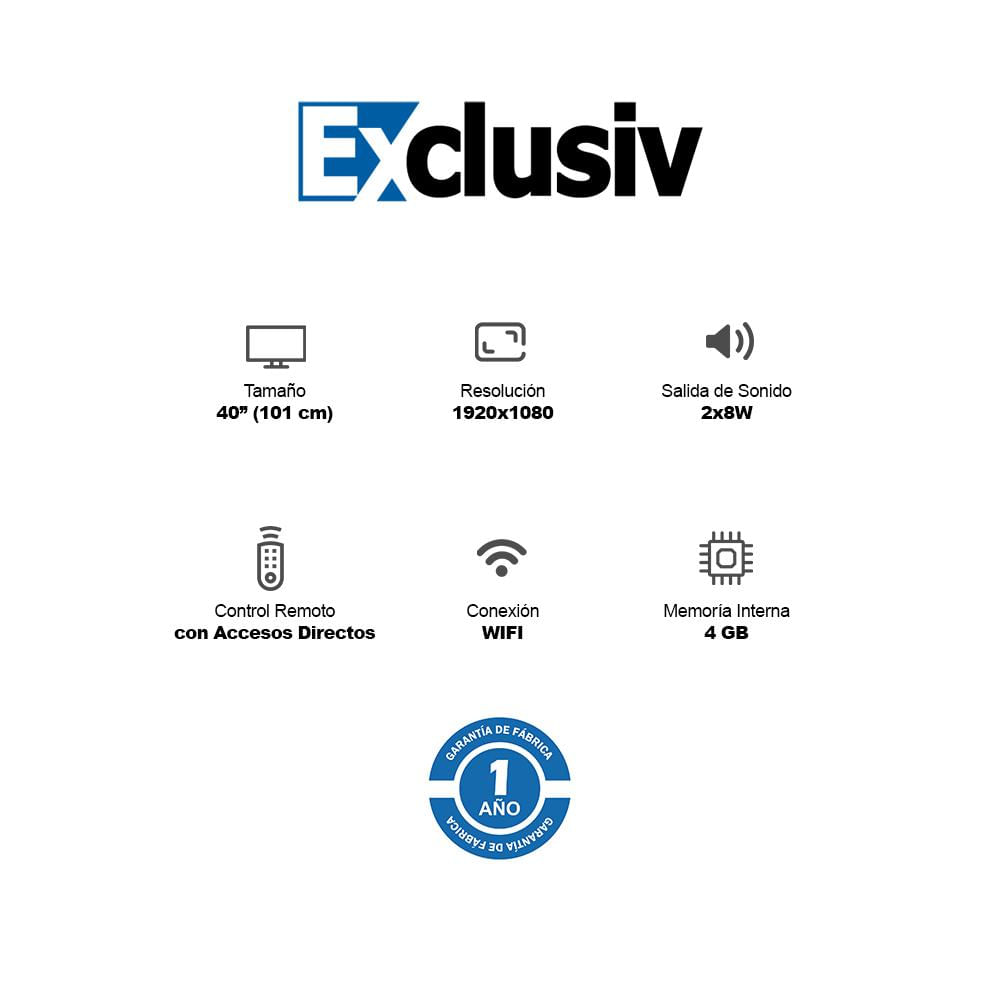 Televisor Exclusiv 40 Pulgadas Fhd Led Smart Tv El