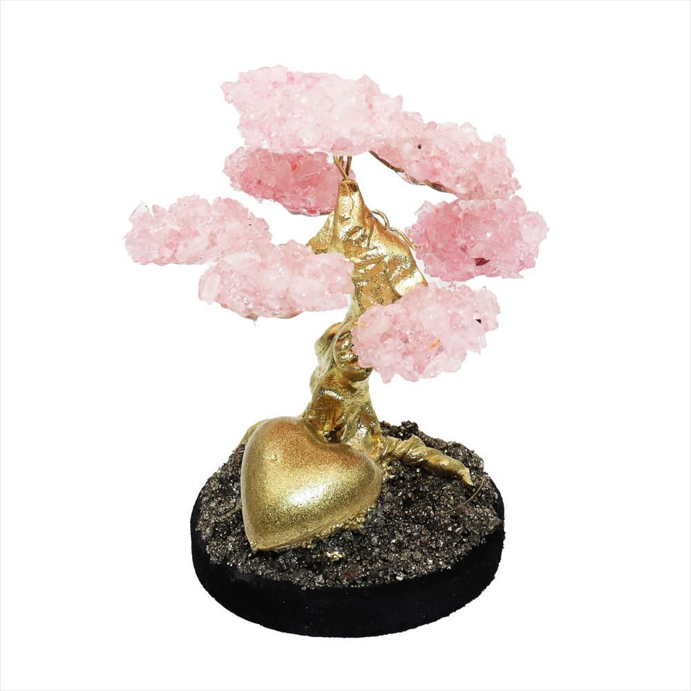 Arbol De La Felicidad Cuarzo Rosa Piedra Natural Pirita Tureloj img #1