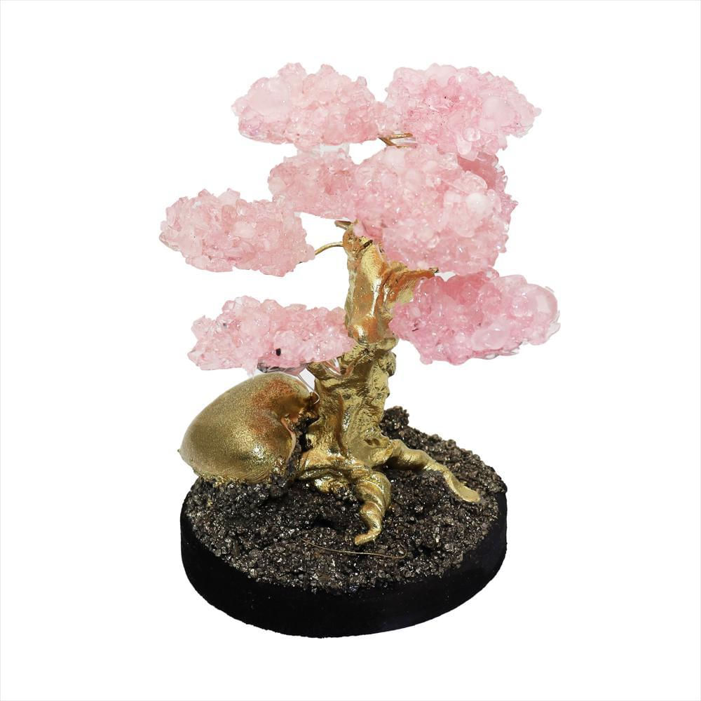 Arbol De La Felicidad Cuarzo Rosa Piedra Natural Pirita Tureloj img #2