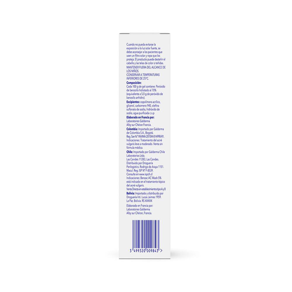Benzac Ac Wash Peroxido De Benzoilo 5% (P/P)/0 Gel Topica Caj 1 Tub 100 G img #3