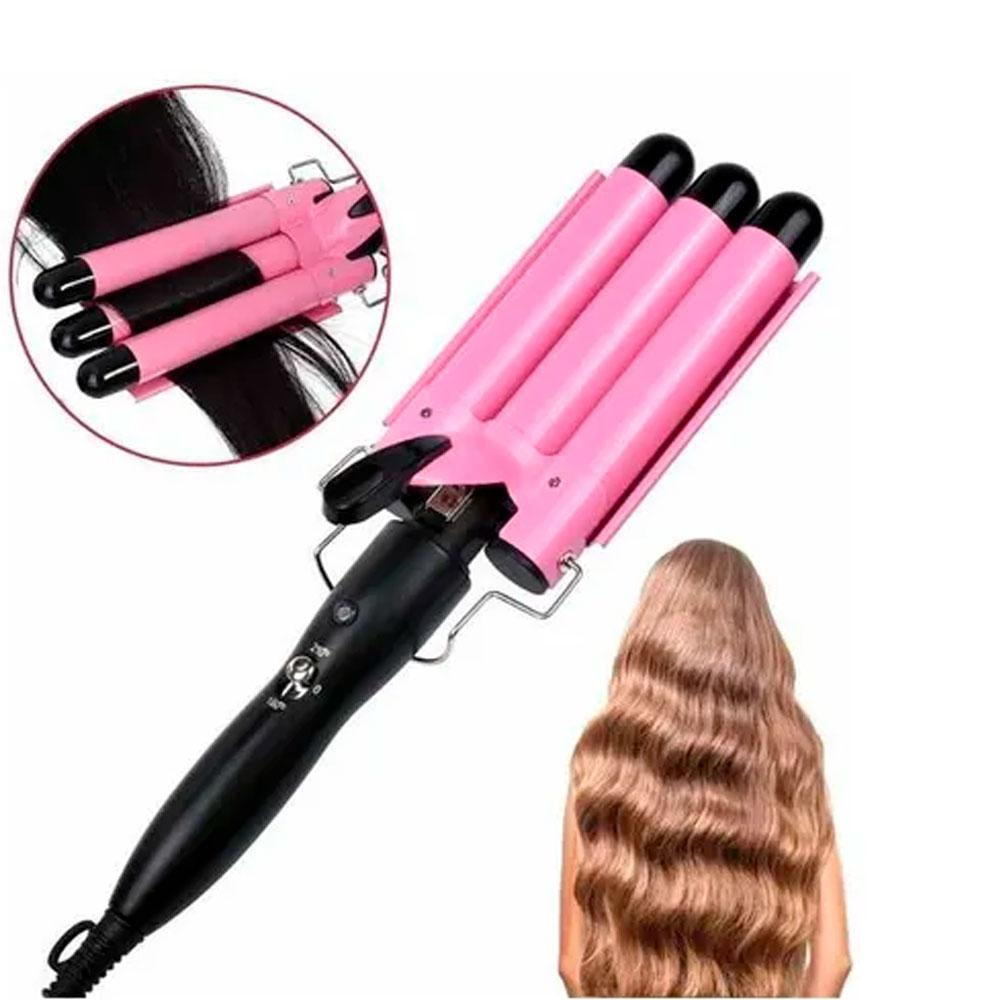 Rizador Ondulador Profesional Triple Tubo Ceramico Ondas Sirena