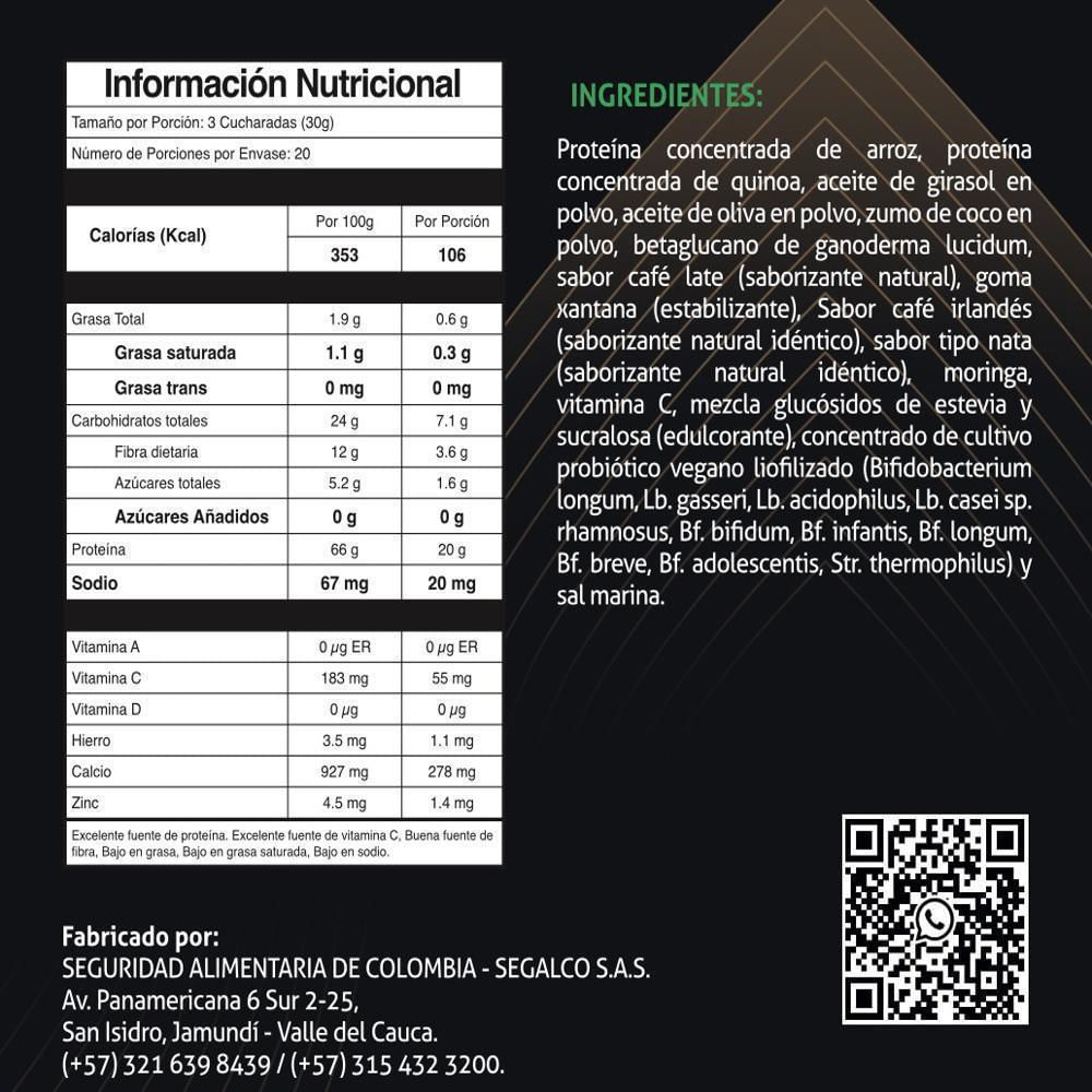 Quinoa Sport Premium Vegan Protein Sabor Café Irlandés img #2