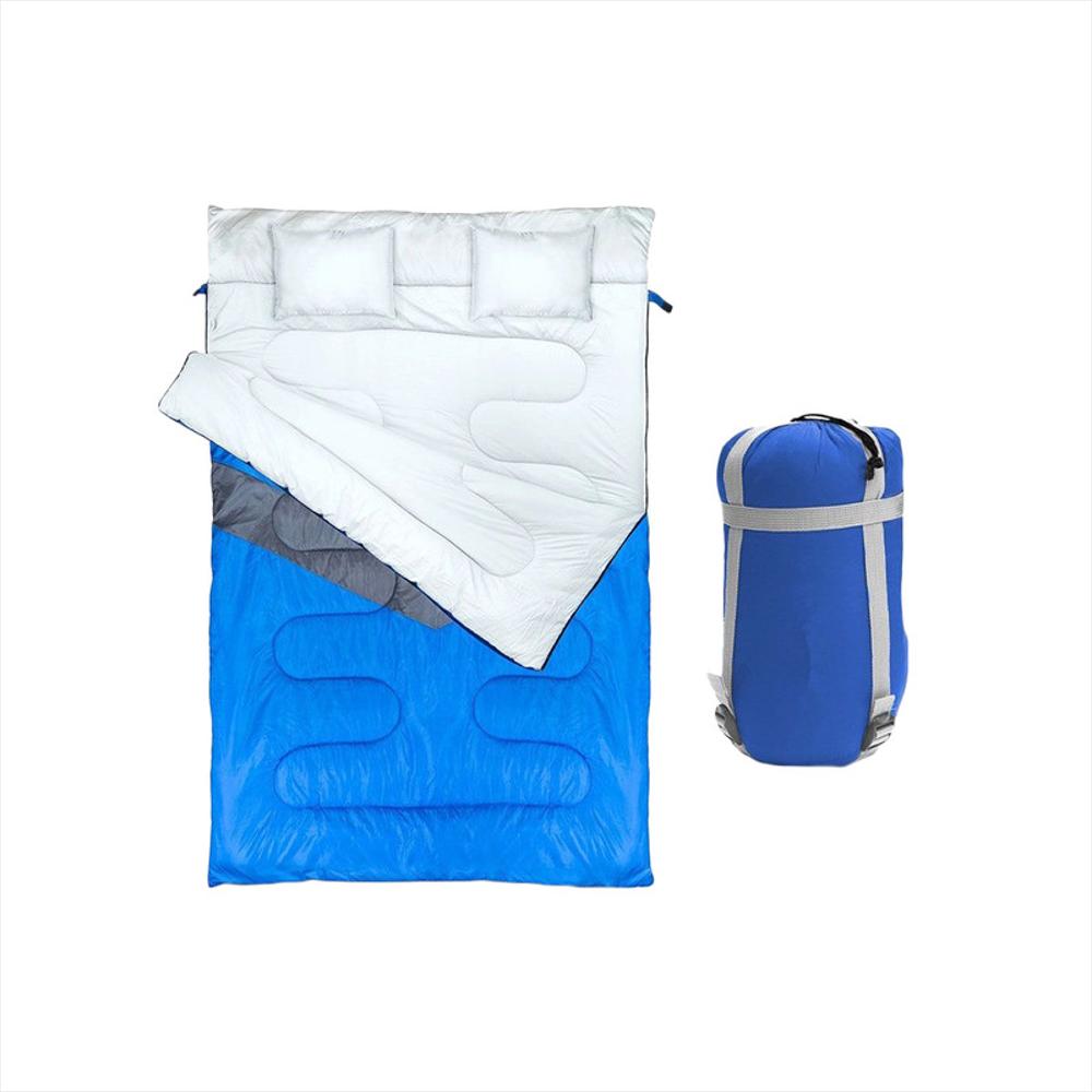 Tuphen Saco de dormir doble, saco de dormir con 2 almohadas, tamaño Queen  XL, para 2 personas, clima frío y cálido, 3 estaciones, saco de dormir