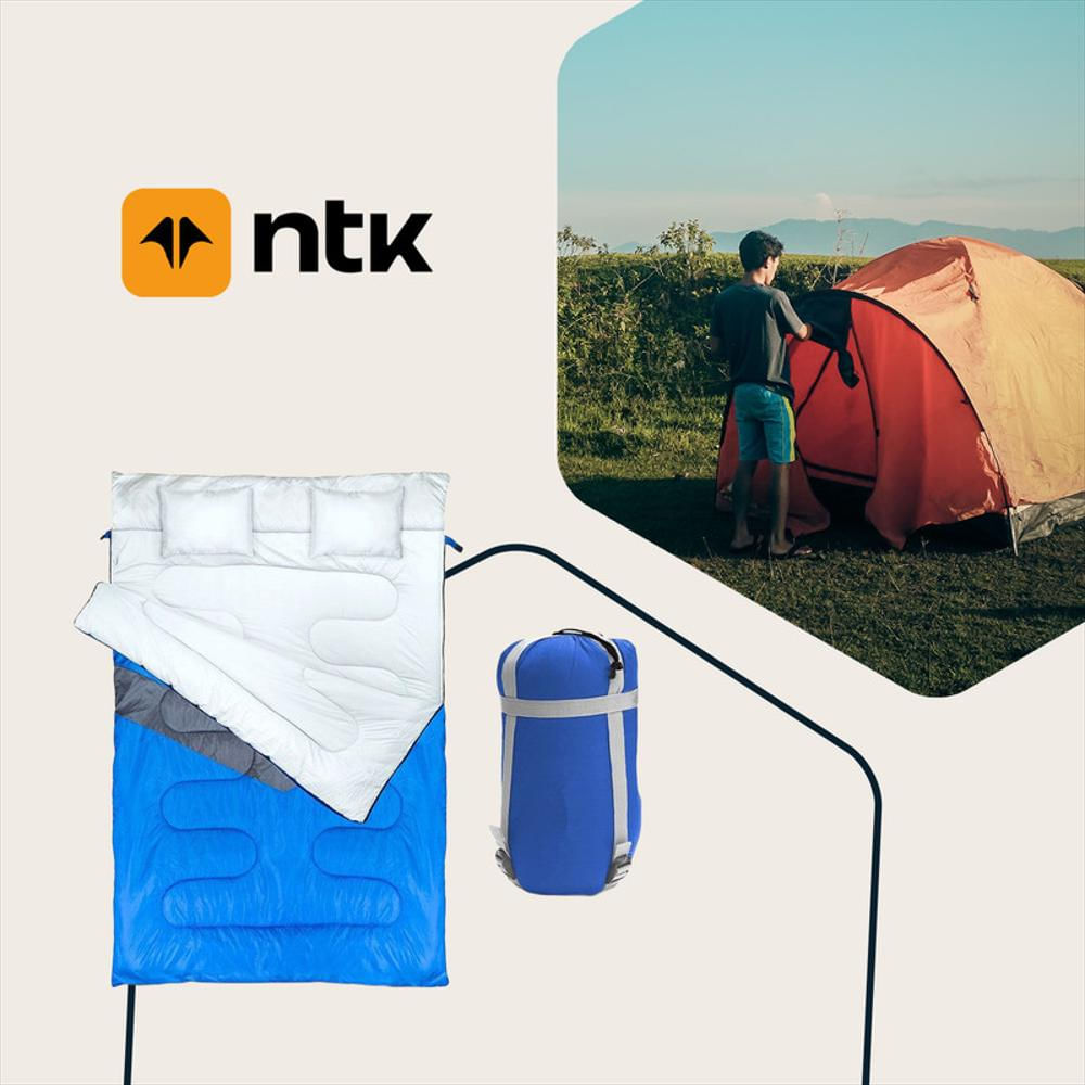 Bolsa Saco De Dormir Doble Ntk Kuple Sleeping Bag Con Almohadas Clima 5°C A  5°C