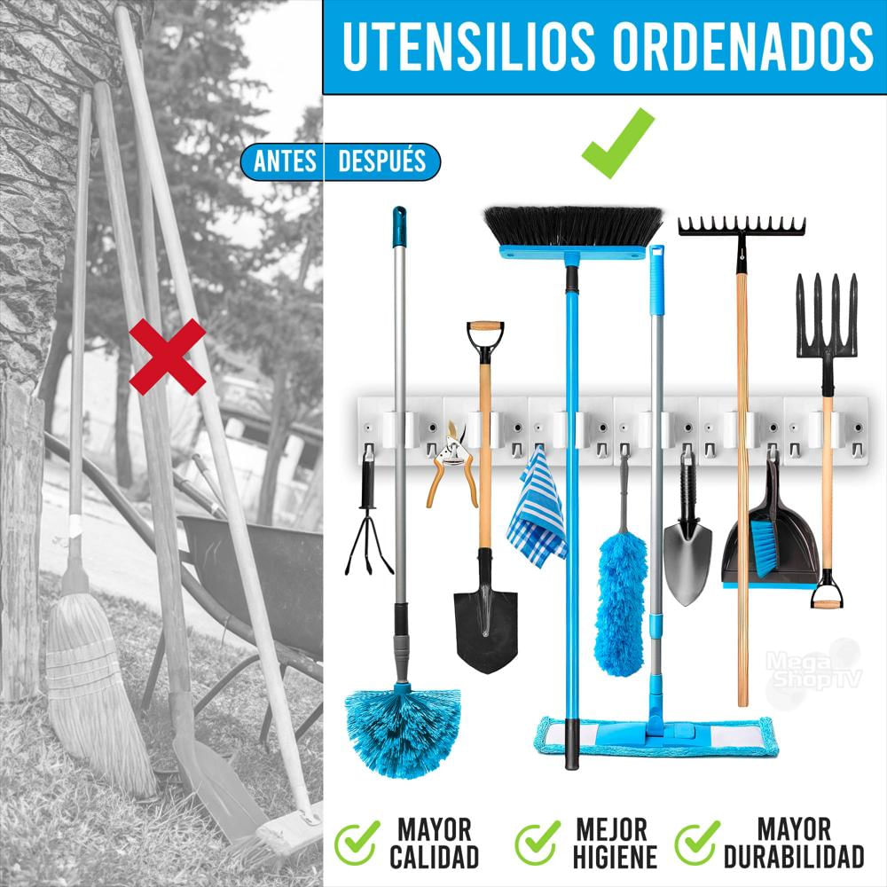 3 Organizadores De Escobas Traperos Portaescobas Colgador X6 img #2