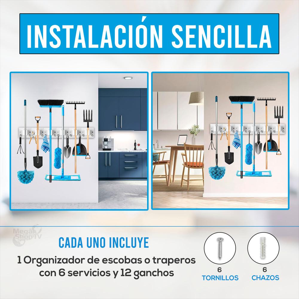 3 Organizadores De Escobas Traperos Portaescobas Colgador X6 img #3