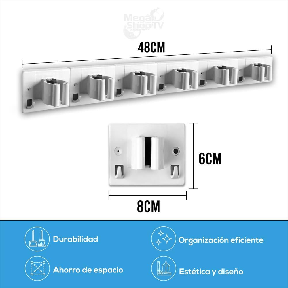 3 Organizadores De Escobas Traperos Portaescobas Colgador X6 img #5