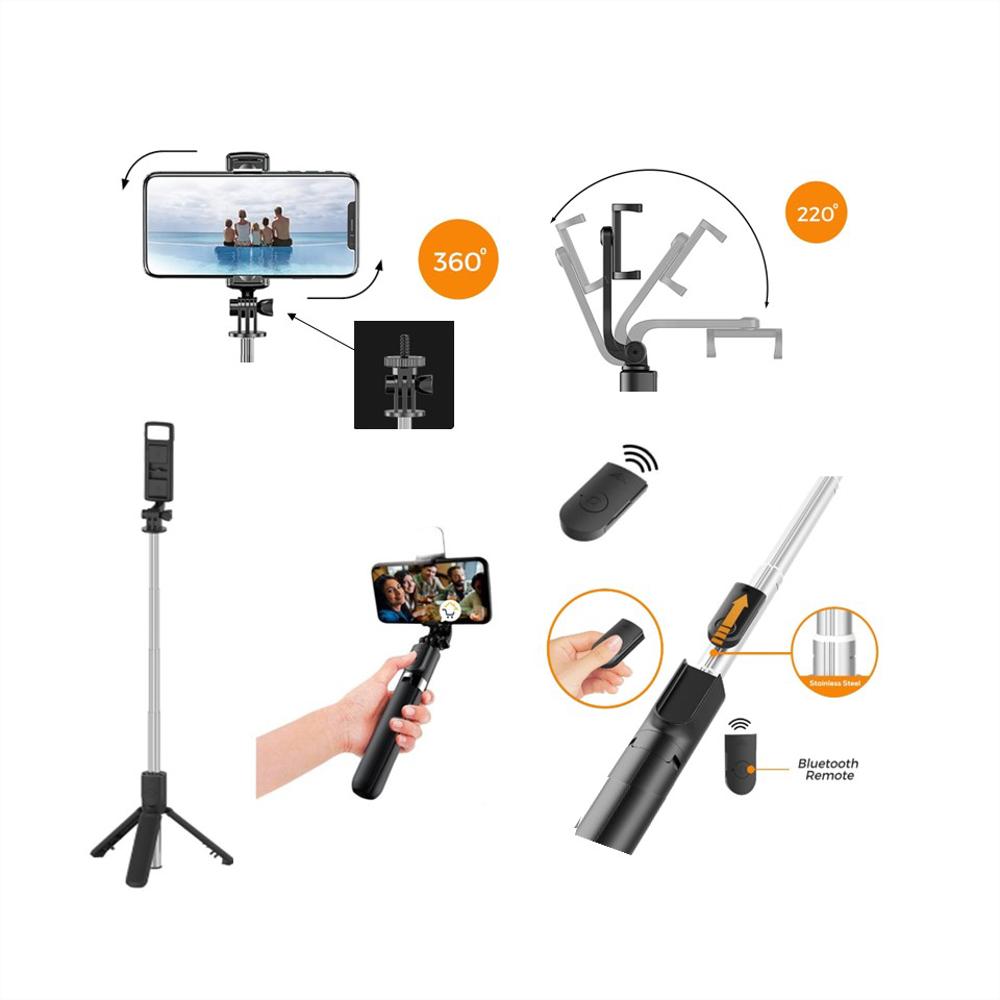 Selfie Stick trípode Selfie Stick trípode Bluetooth 360 ° rotación varilla  telescópica