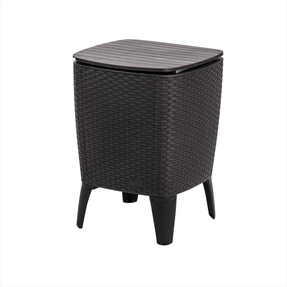 Mesa Hielera Cooler Table Tipo Rattan Wengue Para Interiores Y Exteriores Mq