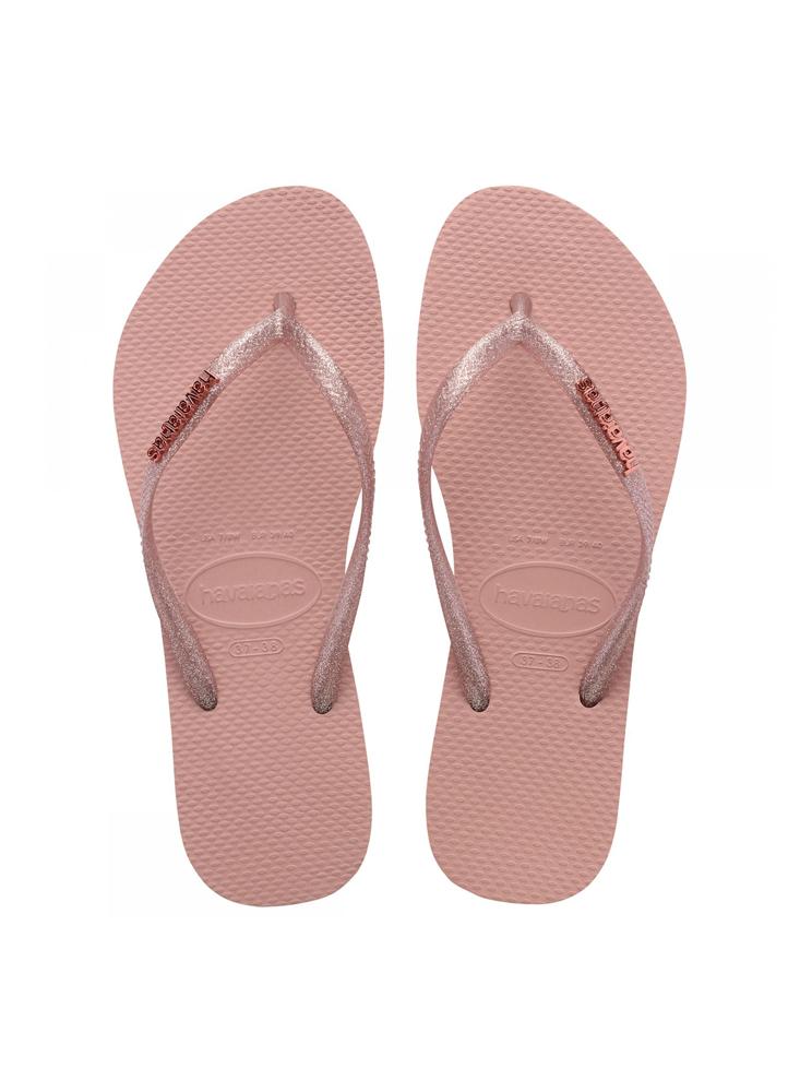 Sandalias Havaianas Slim Logo Metallic 4119875 Rosa Crocus Jalea De Damasco img #1