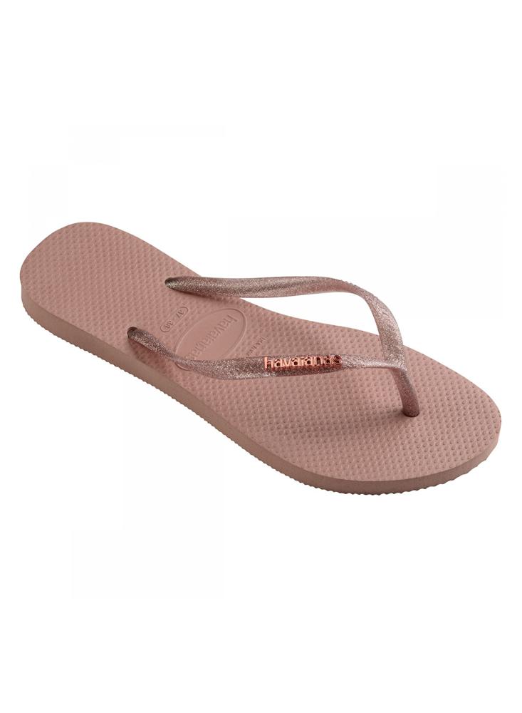 Sandalias Havaianas Slim Logo Metallic 4119875 Rosa Crocus Jalea De Damasco img #3