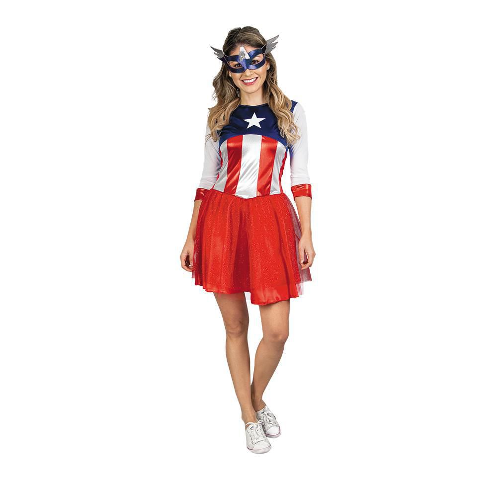 Disfraz Capitán América Deluxe para mujer - Comprar en Disfraces Bacanal