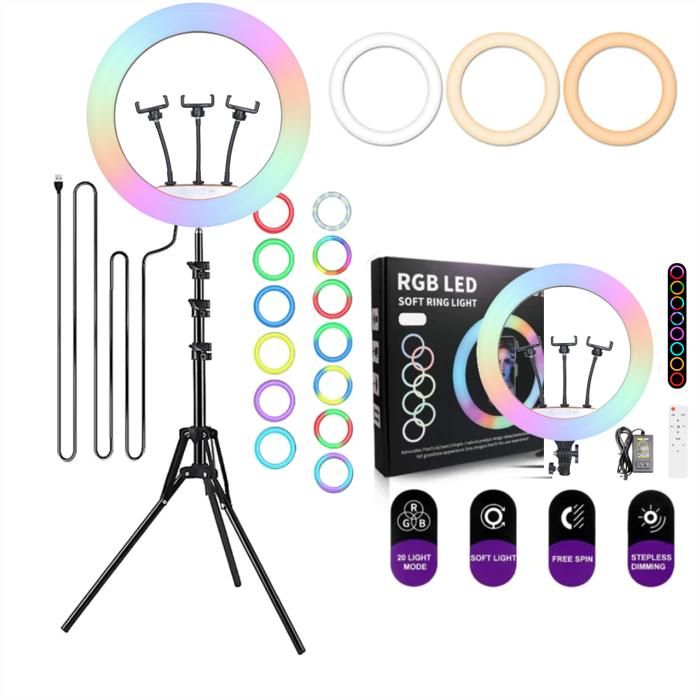 Aro De Luz 45 Cm Rgb Led Trípode Profesional Control Remoto