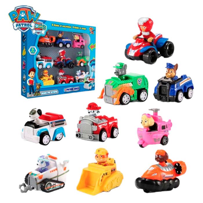 Paw Patrol Colección Completa De Carros De Impulso Importado img #1