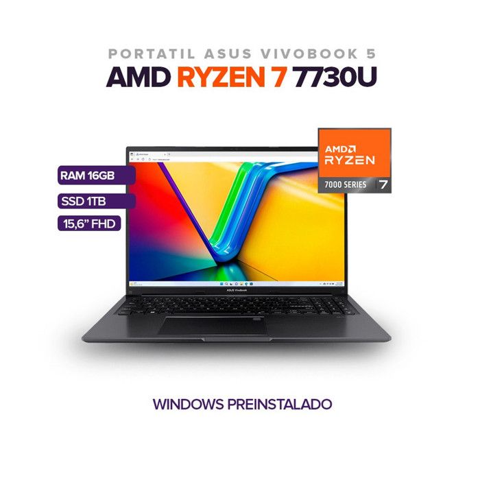 ASUS Vivobook 15 M3504YA AMD Ryzen 7 7730U RAM 16GB 1TB SSD 15,6 pulgadas Pulgadas