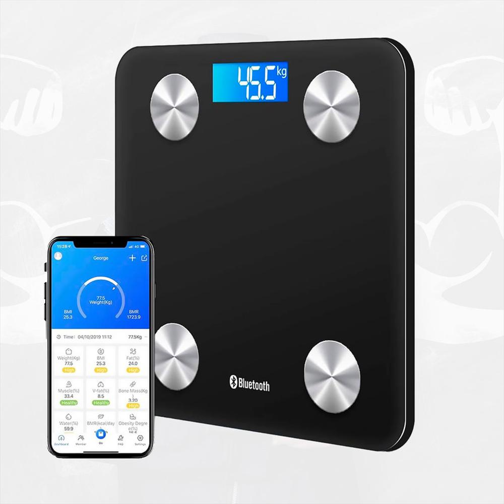 Bascula Balanza Peso Digital Inteligente Diagnostica Persona Bluetooth Negra
