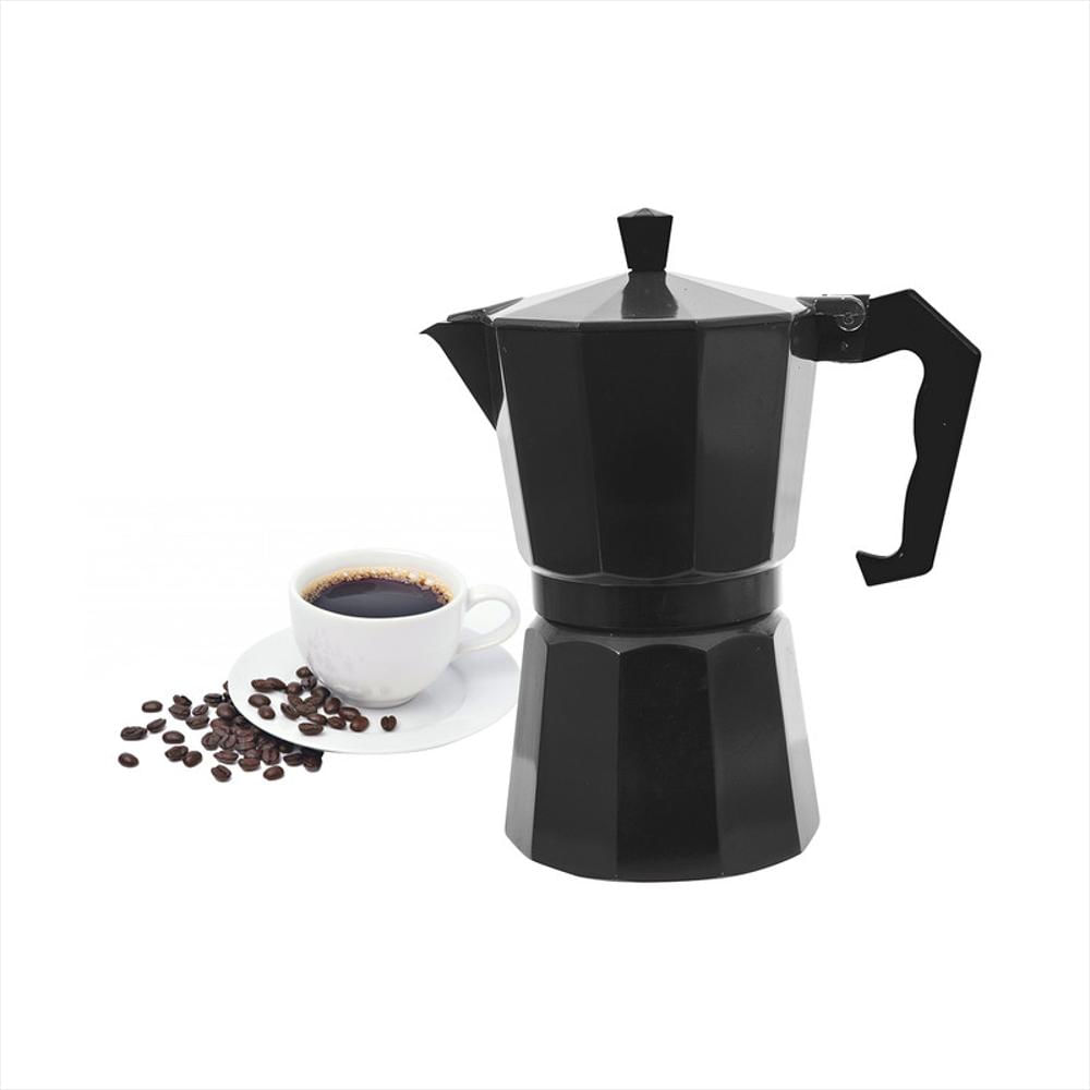 Cafetera Tipo Italiana Aluminio 6 Tazas De Cafe Express 300 Ml Negro
