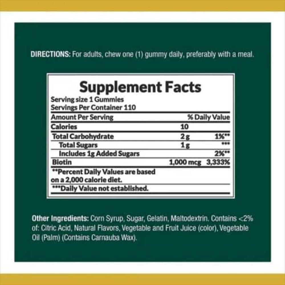 Suplemento Biotina Nature's Bounty | 110 Gomas Uva, Naranja Y Cereza img #2