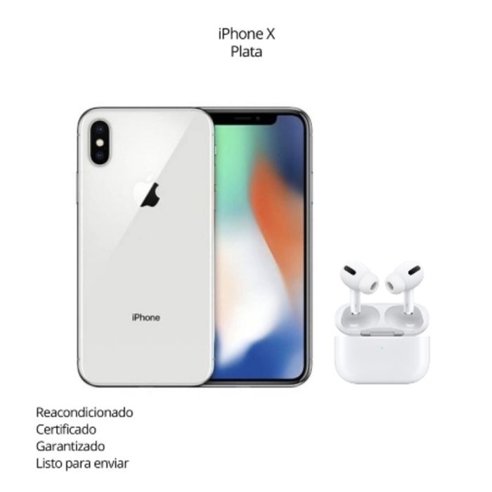 Iphone X 256Gb Plata Reacondicionado + Airpods Pro 2 Triple A +