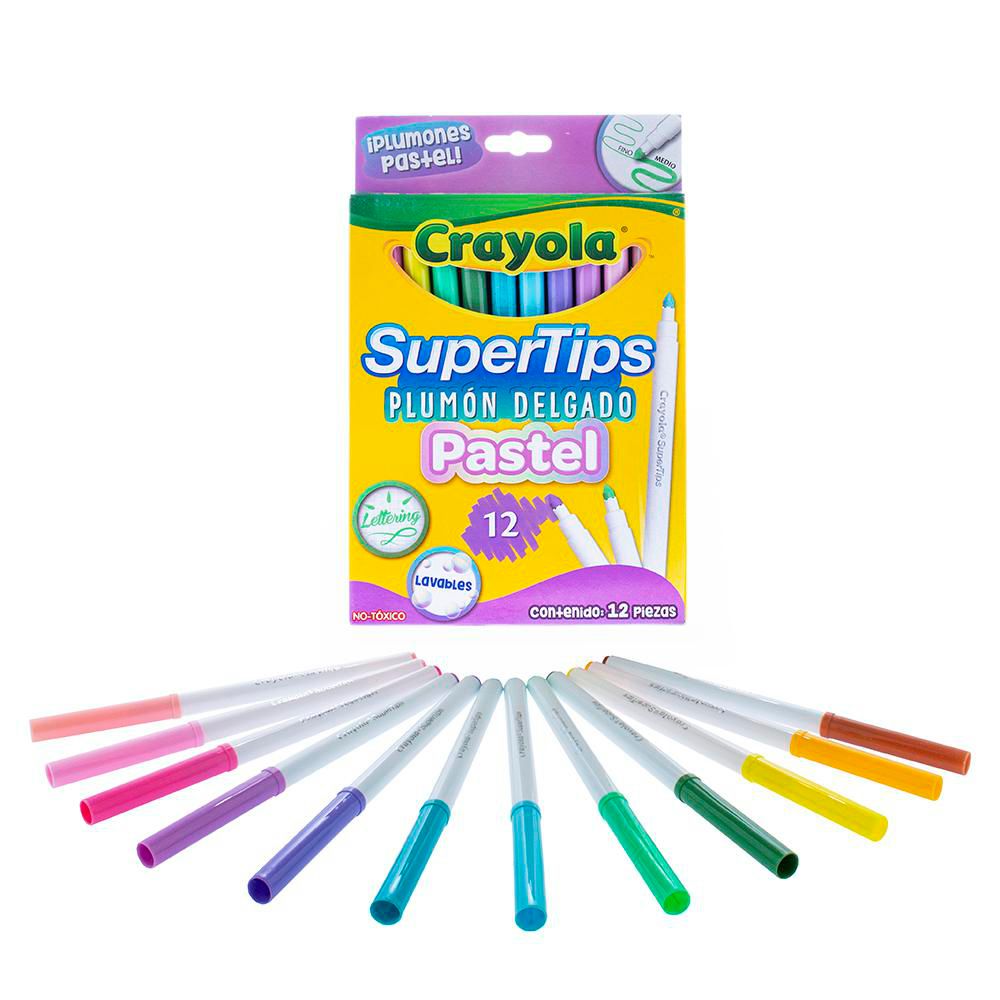 Plumones Crayola Super Tips Pastel 12 pzas, crayola pastel 