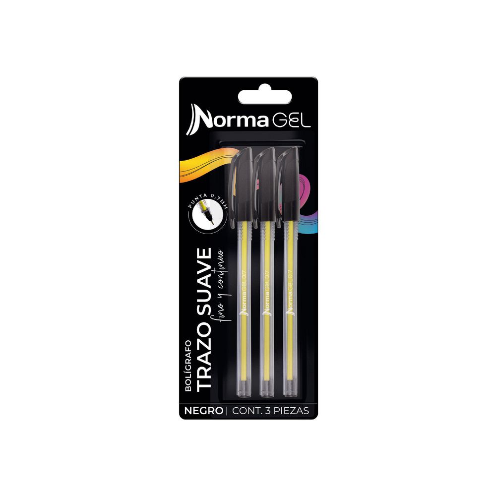 Lapicero Boligrafo trazo suave color negro X3 Unds NORMA