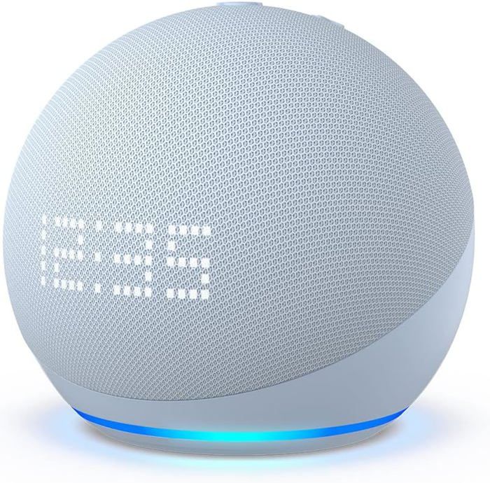 Echo Dot 5ta Gen Con Reloj Altavoz Inteligente con Alexa Sonido Potente Azul Nube