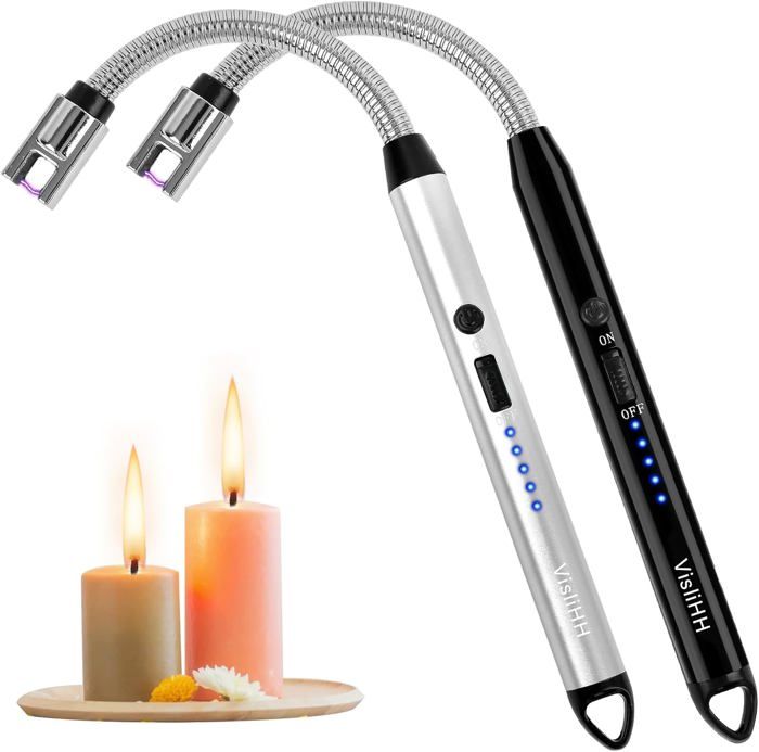 Encendedor de velas eléctrico, recargable por USB, encendedor de velas de  arco sin llama con cuello