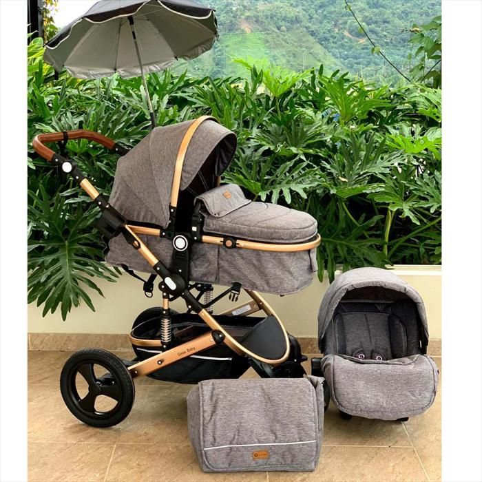 Coche Para Bebes Tipo Moises Cynebaby Redondo Gris Con Portabebe img #1