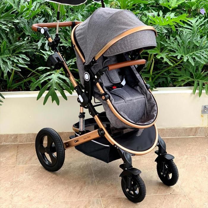 Coche Para Bebes Tipo Moises Cynebaby Redondo Gris Con Portabebe img #2