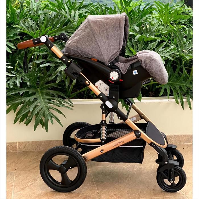 Coche Para Bebes Tipo Moises Cynebaby Redondo Gris Con Portabebe img #4