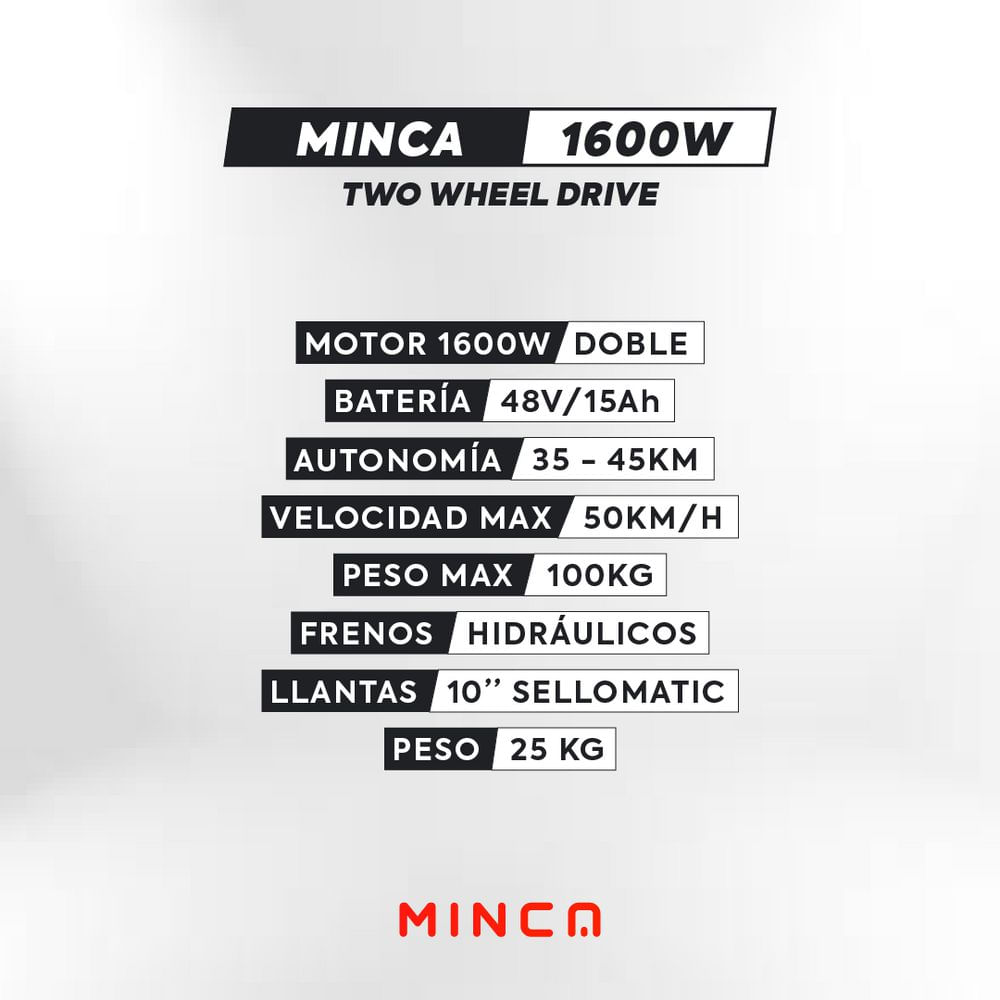 Patineta Electrica  1600w  MINCA ELECTRIC img #6