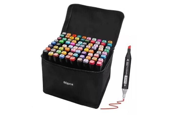 Marcadores doble punta A Base De Alcohol 80 Colores