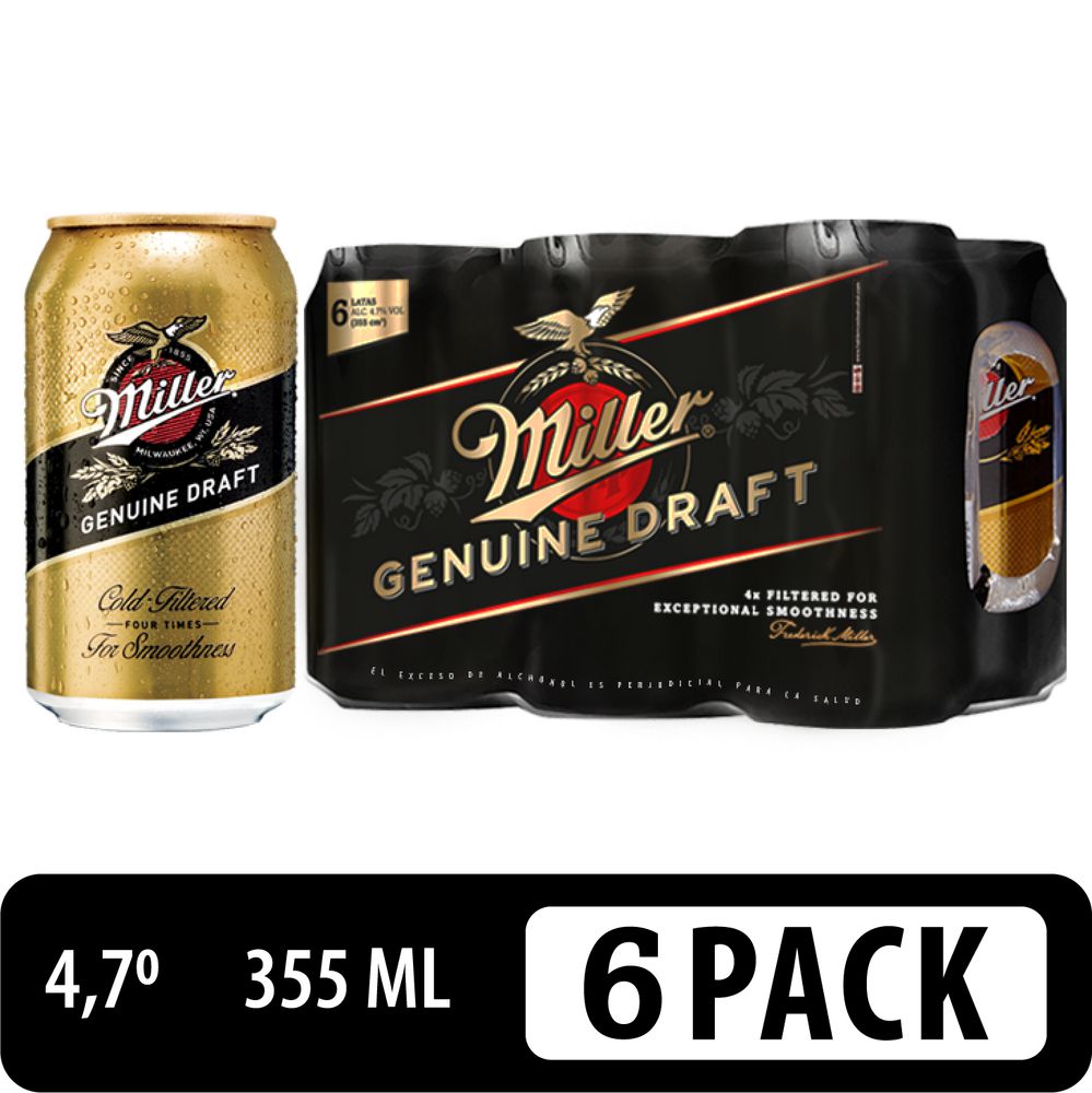 CERVEZA MGD SIXPACK LATA MILLER 2130 ml