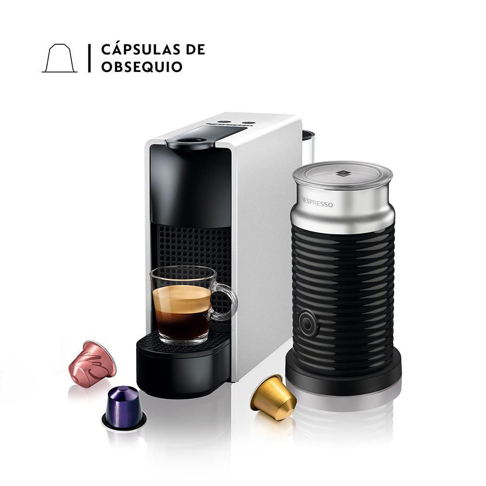 Cafetera Silver + Espumador de leche NESPRESSO Essenza Mini