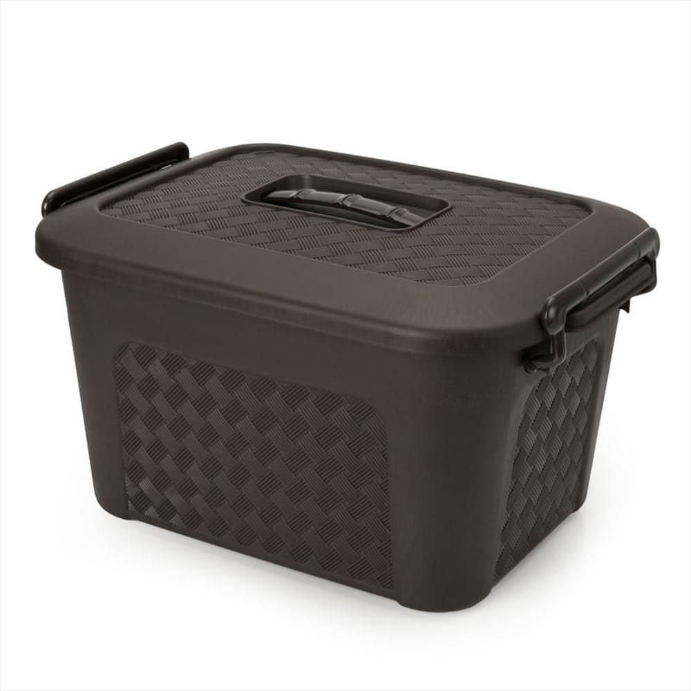 Cajonera Plástica Organizadora Con Tapa Caja Grande De 40L Café
