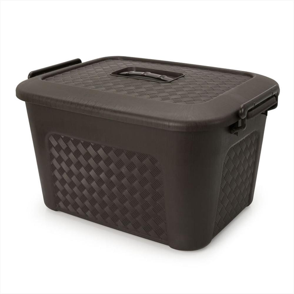 Cajonera Plástica Organizadora Con Tapa Caja Grande De 23L Café